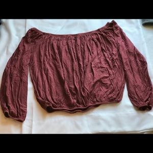 Maroon Off the shoulder top. it’s slightly cropped
